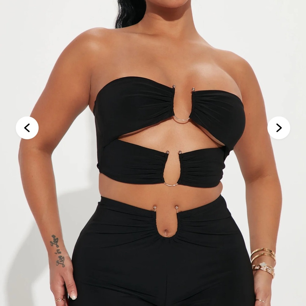 Fashion Nova Black Strapless Cut-Out Jumpsuit